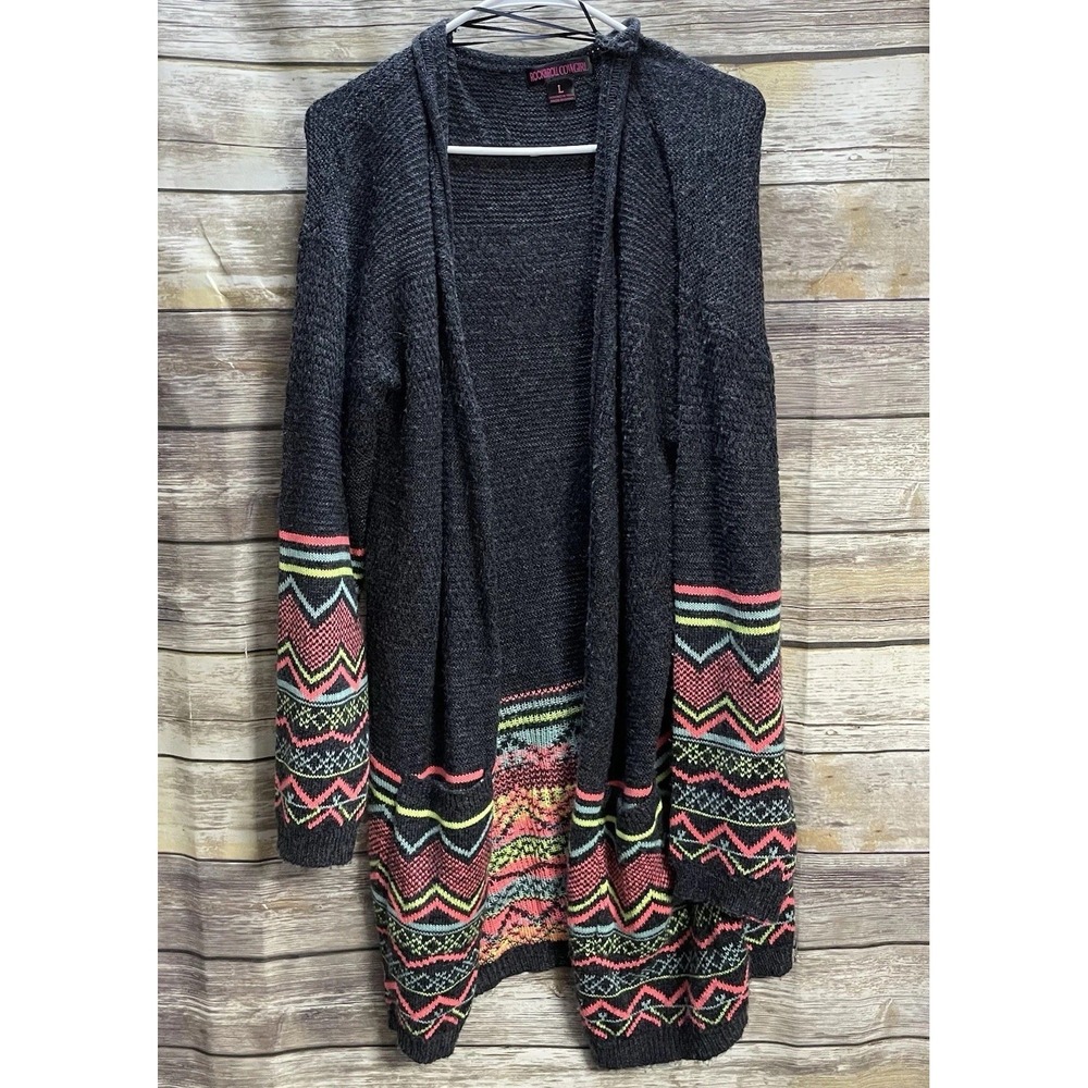 Rock &‎ Roll Cowgirl Women's Large Aztec Neon Long Duster Cardigan Sweater